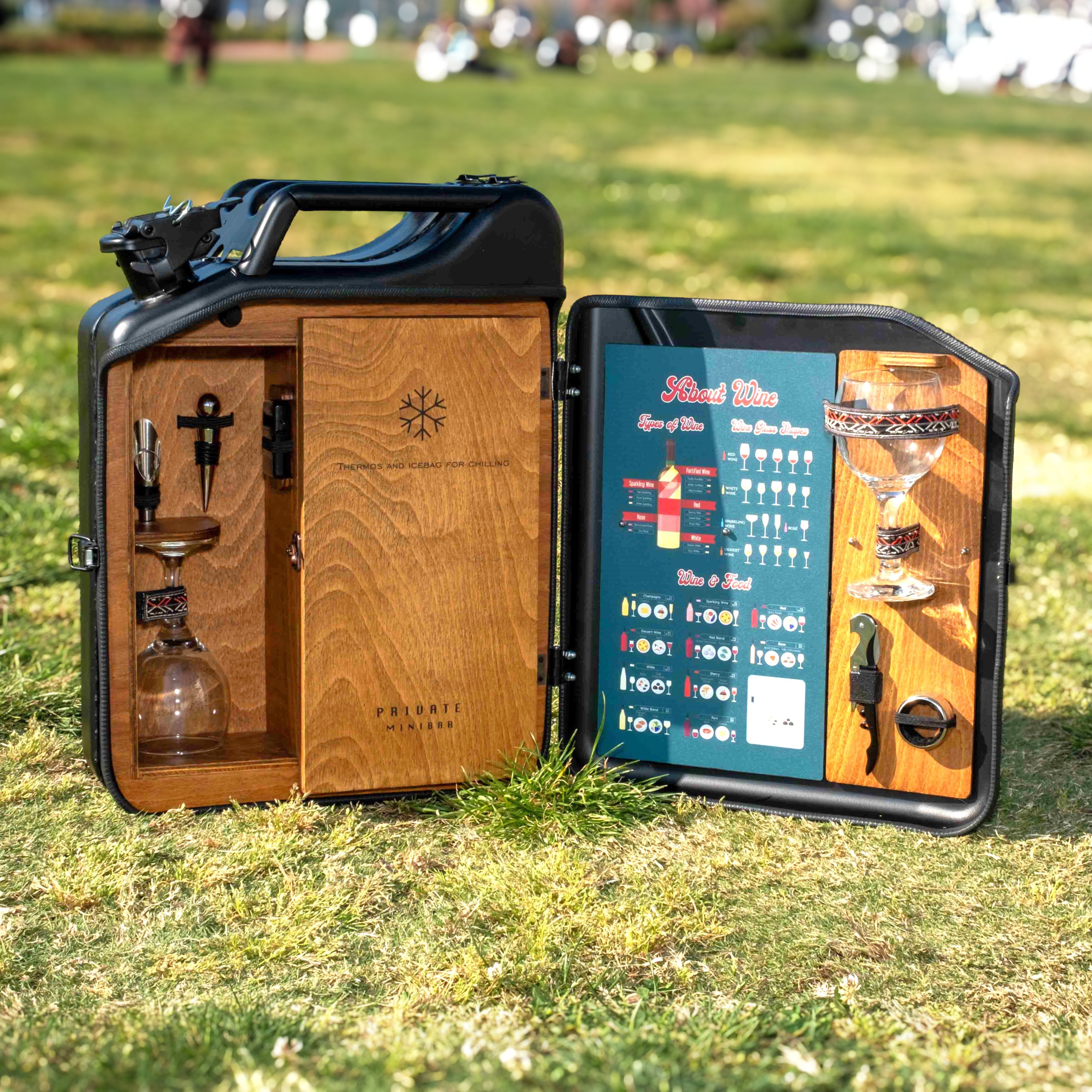 Çelik Bidon Termoslu Portatif Minibar / Full Aksesuar Şarap Konsepti