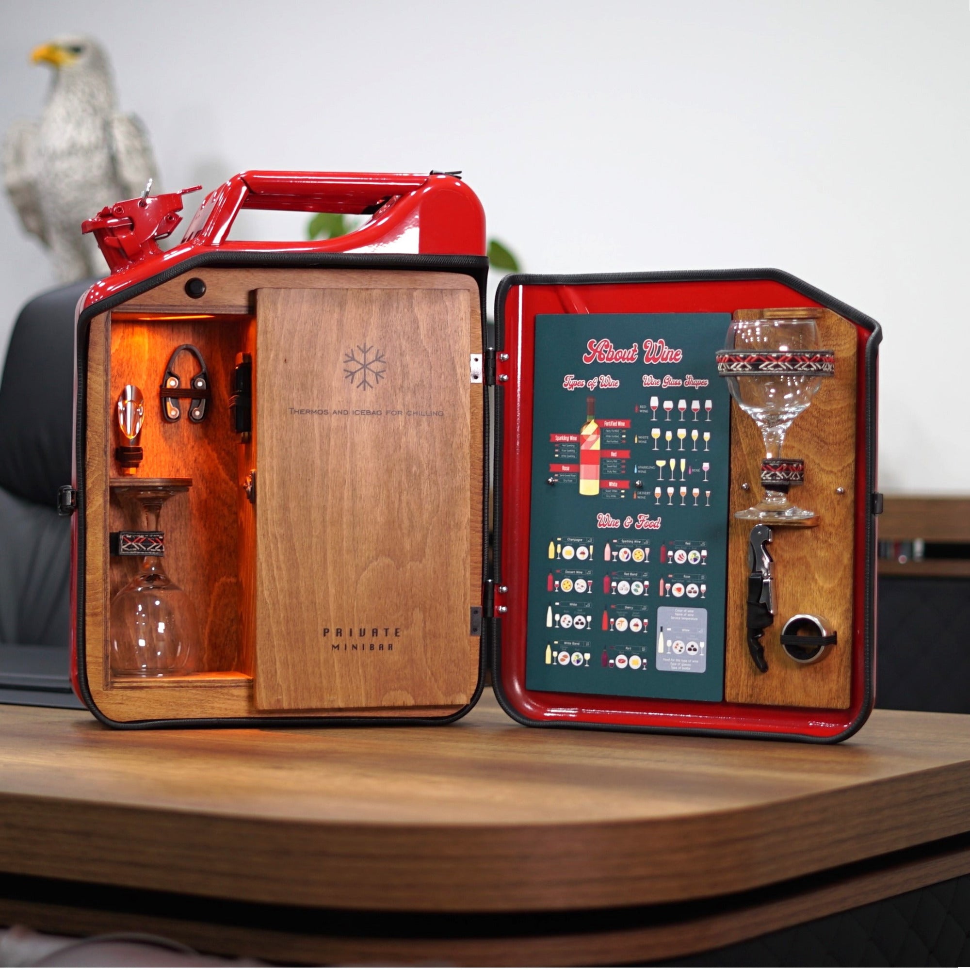 Çelik Bidon Termoslu Portatif Minibar / Full Aksesuar Şarap Konsepti