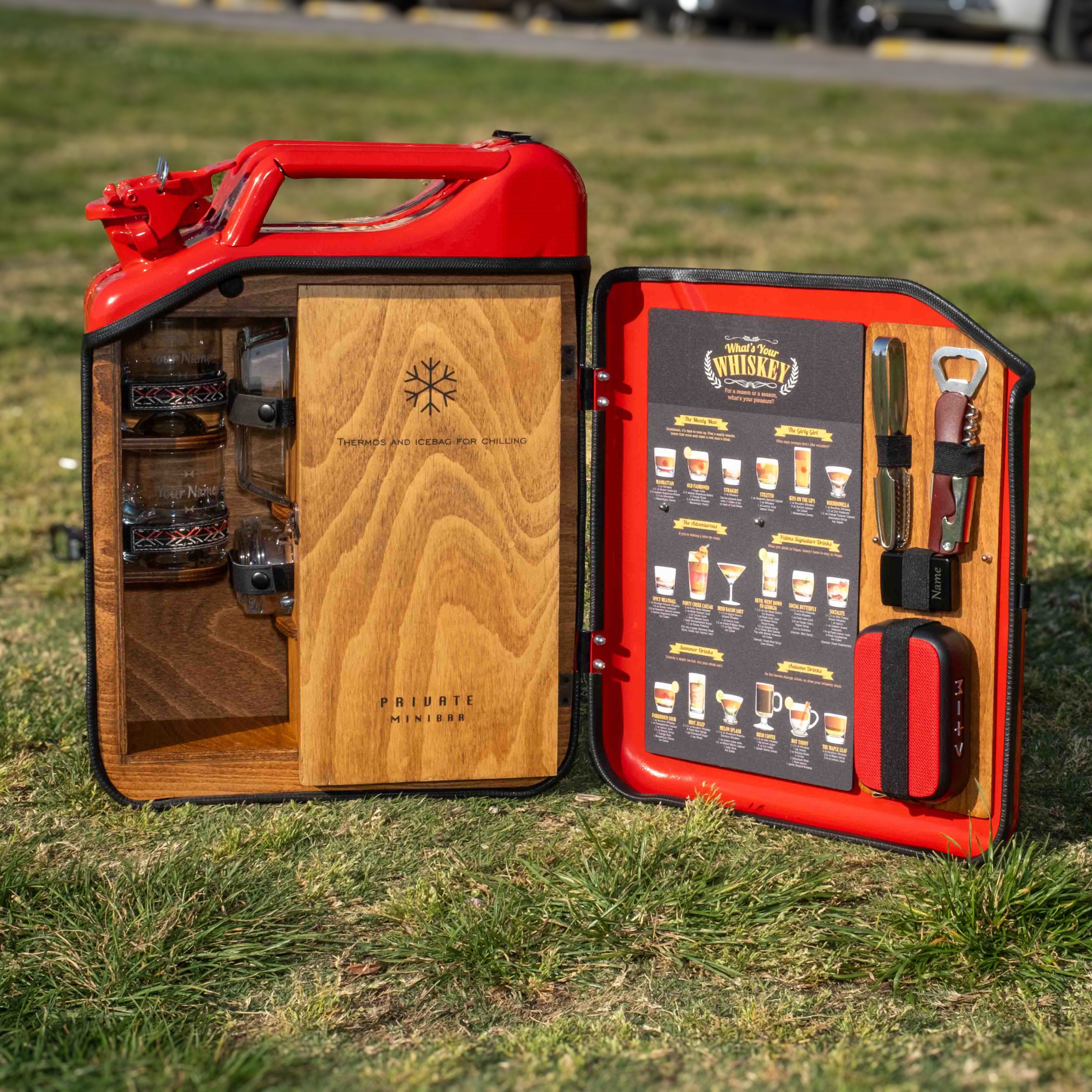 Çelik Bidon Termoslu Portatif Minibar / Full Aksesuar Viski Konsept