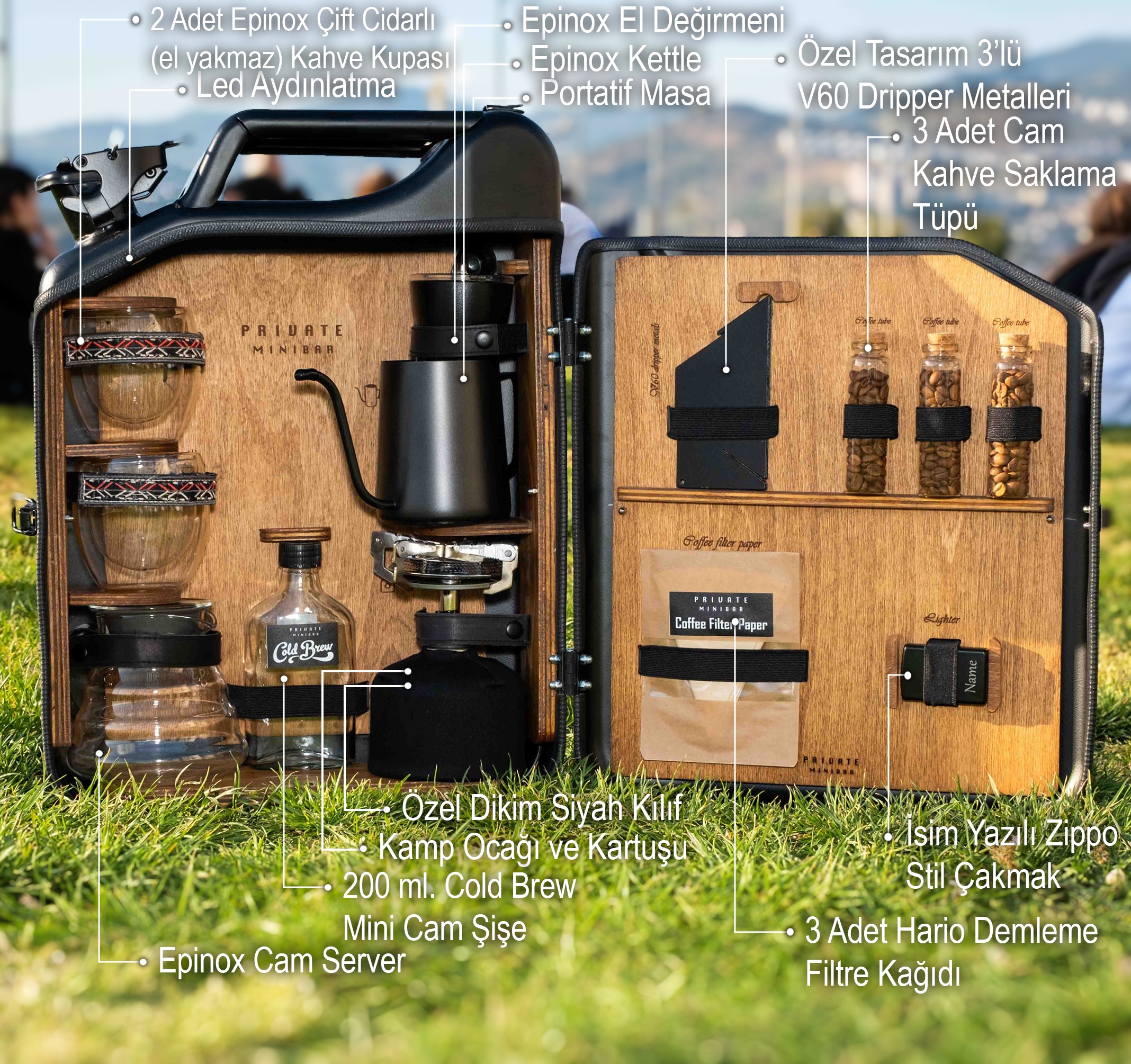 Çelik Bidon Demleme Kahve Konsepti / Full Aksesuar