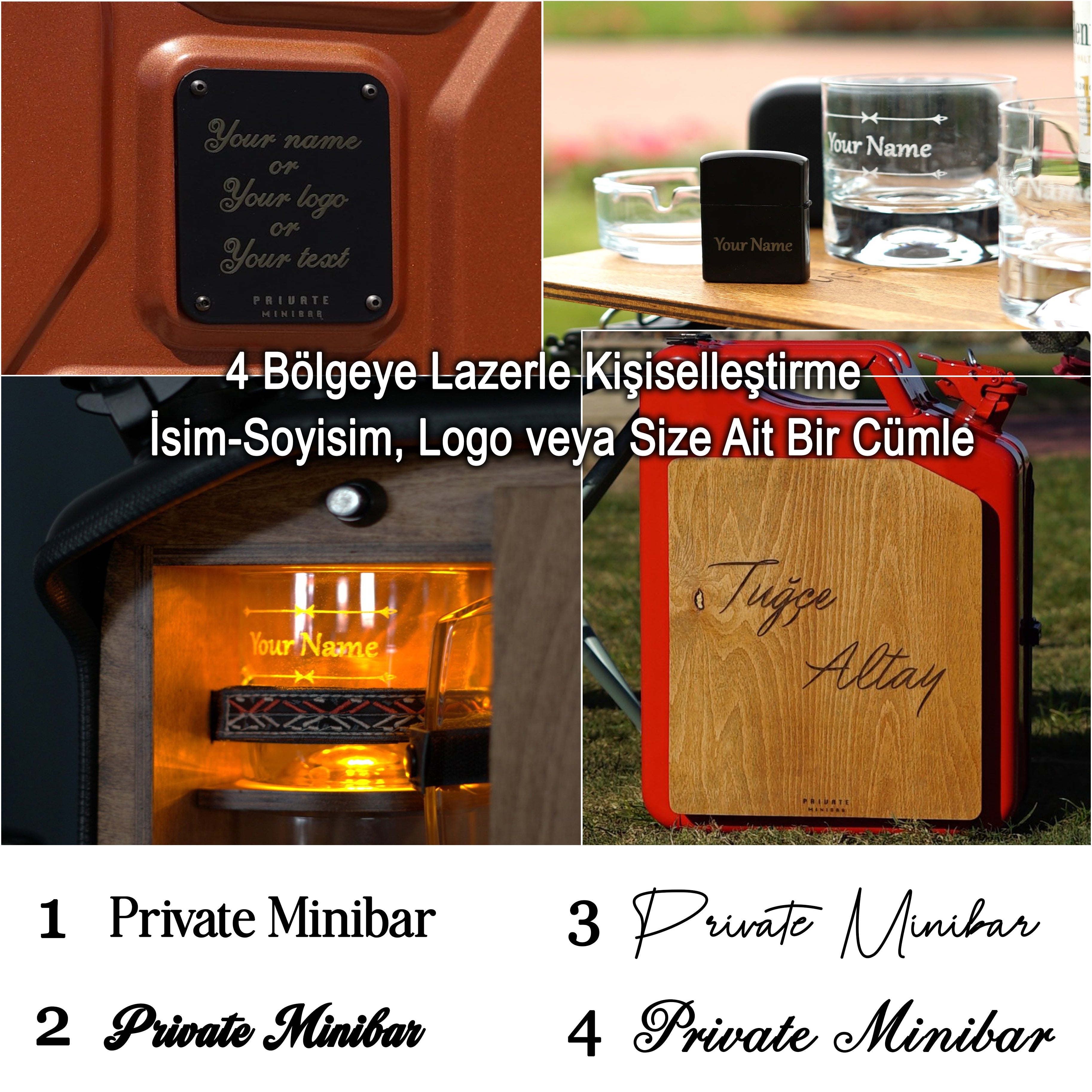 Çelik Bidon Termoslu Portatif Minibar / Full Aksesuar Viski Konsept