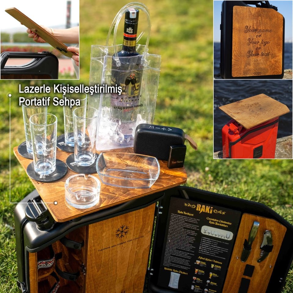 Çelik Bidon Termoslu Portatif Minibar / Full Aksesuar Rakı Konsept