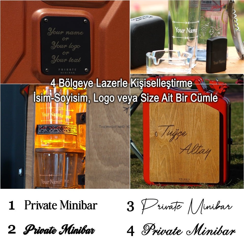 Çelik Bidon Termoslu Portatif Minibar / Full Aksesuar Rakı Konsept