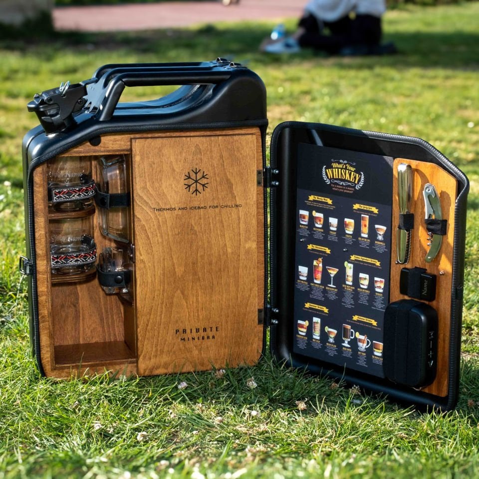 Çelik Bidon Termoslu Portatif Minibar / Full Aksesuar Viski Konsept