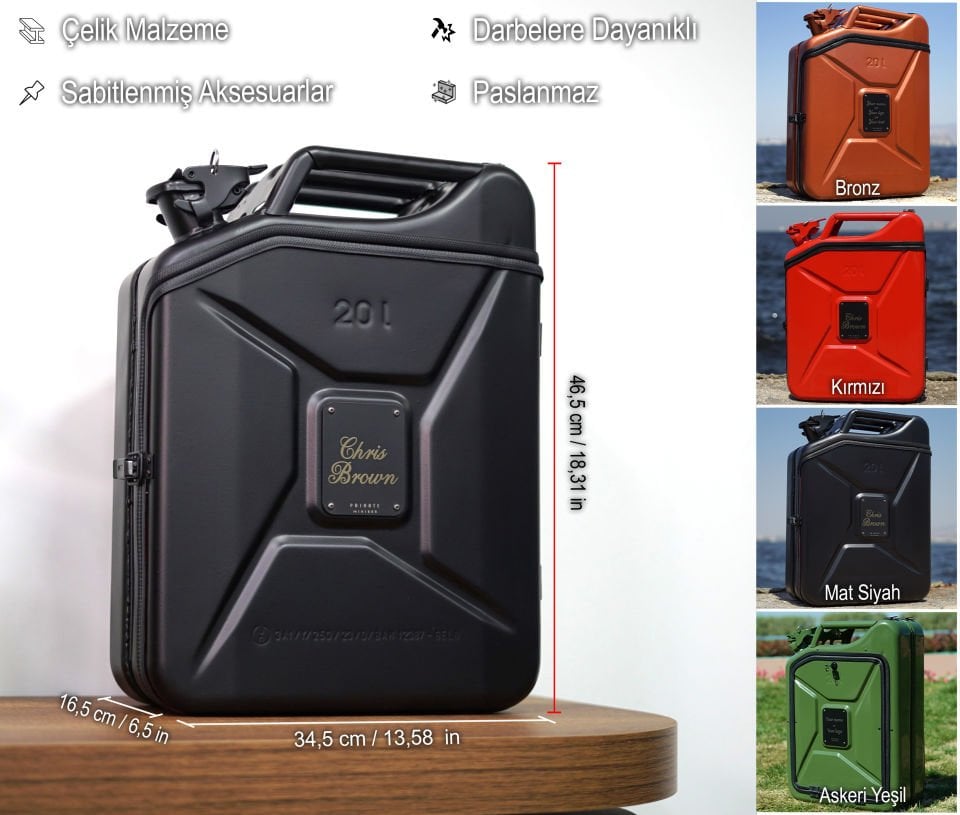 Çelik Bidon Termoslu Portatif Minibar / Full Aksesuar Viski Konsept